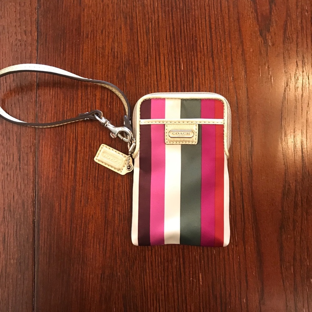 Striped Coach Wristlet